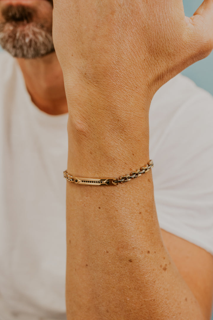 Comete Bracciale Acciaio nero, pvd rosè, e zirconi neri UBR1189