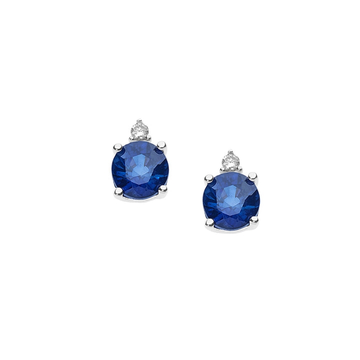 Comete Gold Earrings with Round Blue Diamonds and Sapphires ORB880