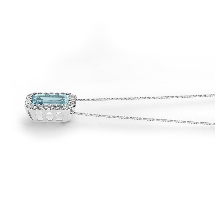 Collar Comete en Oro, Diamantes y Aguamarina octogonal GLQ303