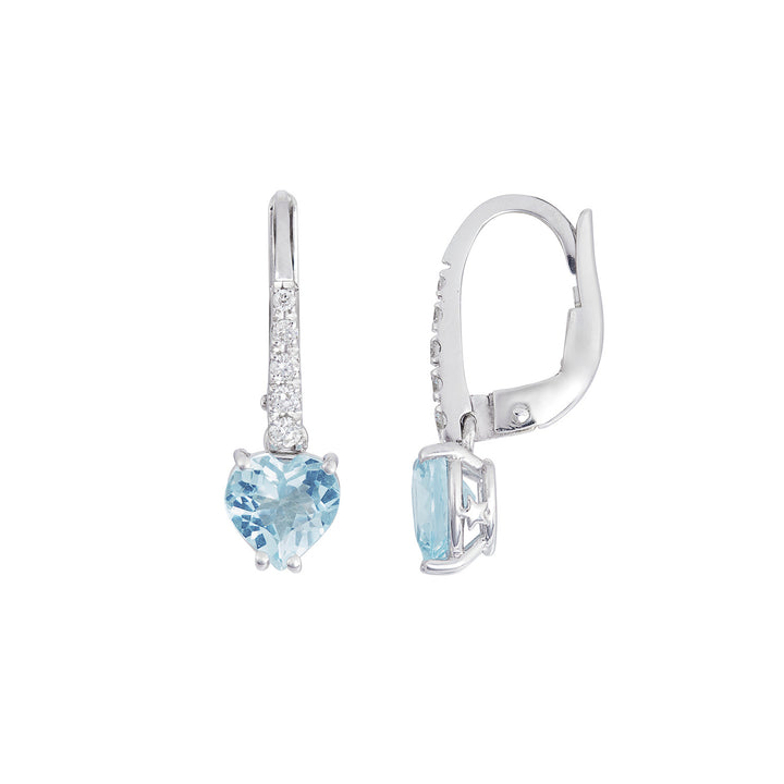 Comete Aquamarine Heart Earrings in Gold and White Diamonds ORQ279
