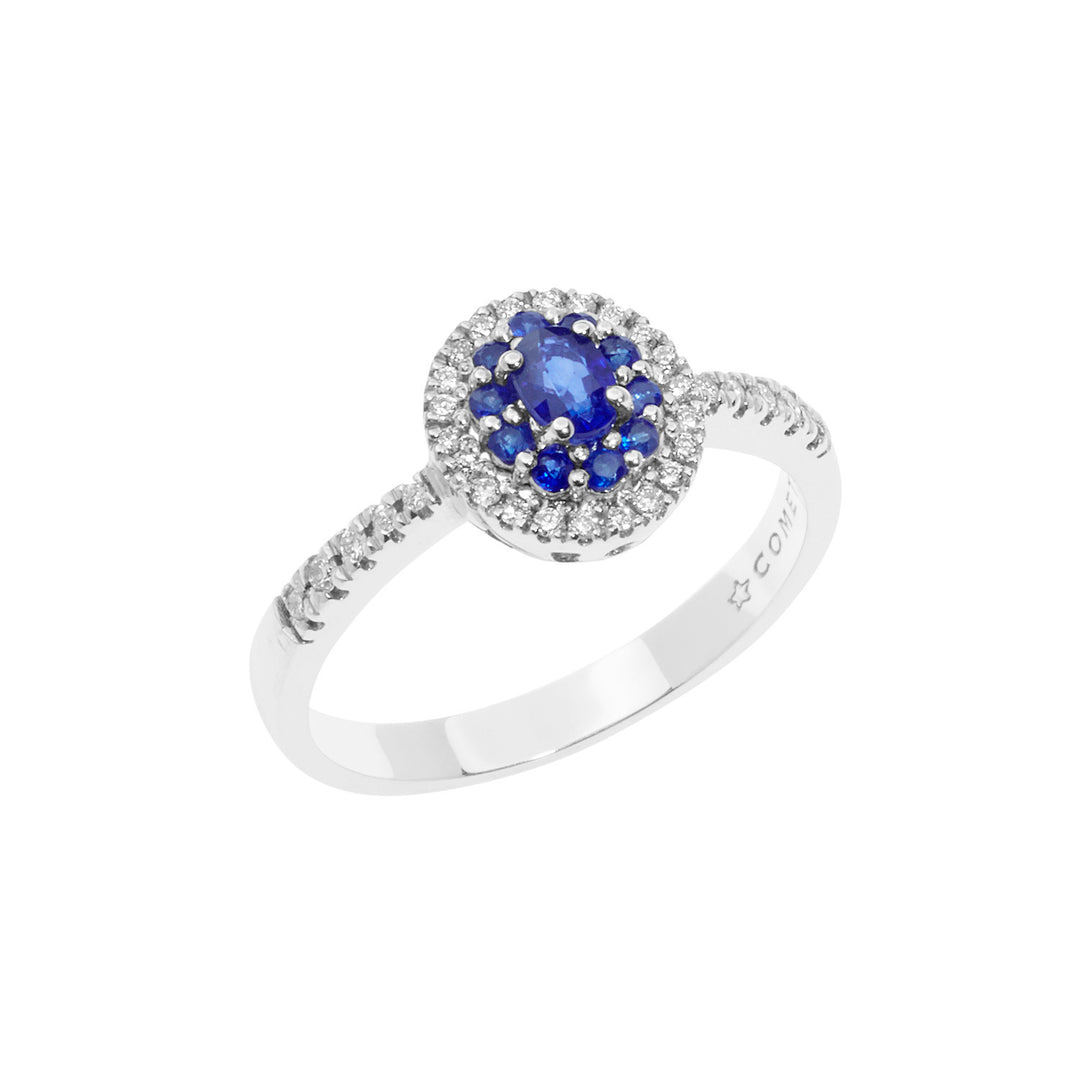 Bague Comete en Or avec Diamants et Saphirs Bleus ANB2579
