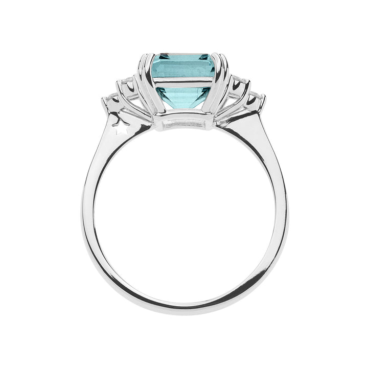 Comete Anello in Oro Diamanti e Acquamarina ottagonale ANQ337