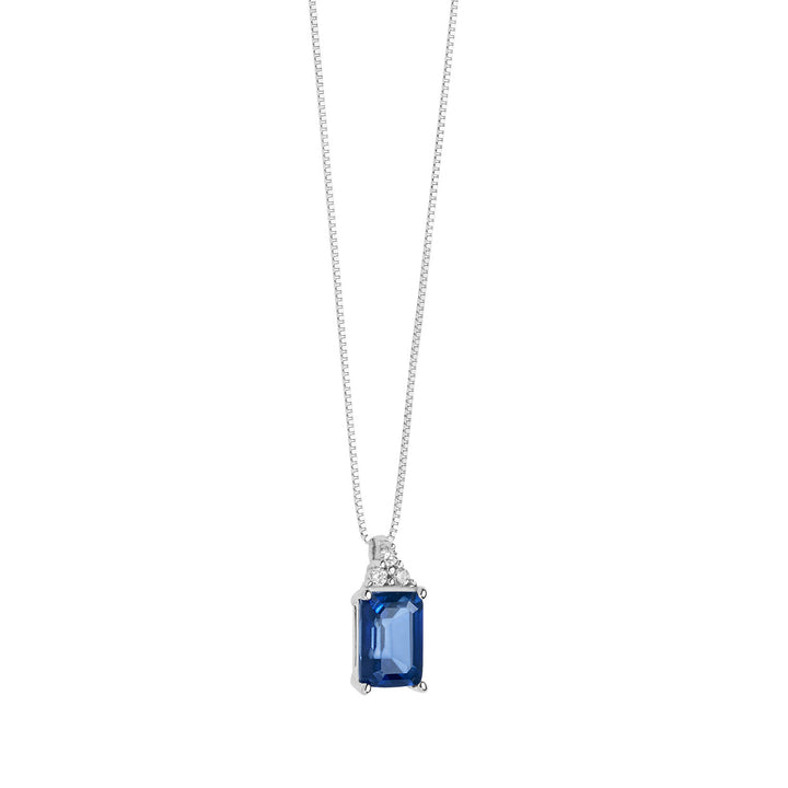 Collier Comètes en Or Diamants et Saphir Bleu Octogonal GLB1440