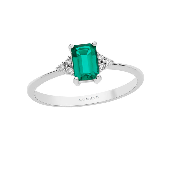 Comete Gold Ring with Diamonds and Octagonal Emerald ANB2355