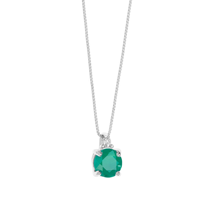 Collier Comete en Or, Diamant et Emeraude rond GLB1500