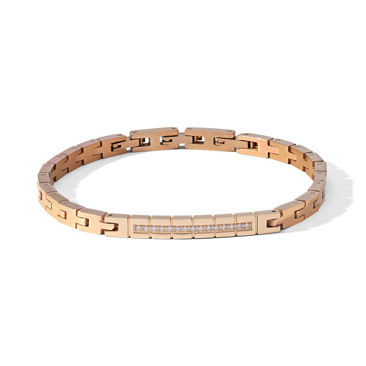 Bracelet Comete Acier, PVD rose et zircons blancs UBR1190