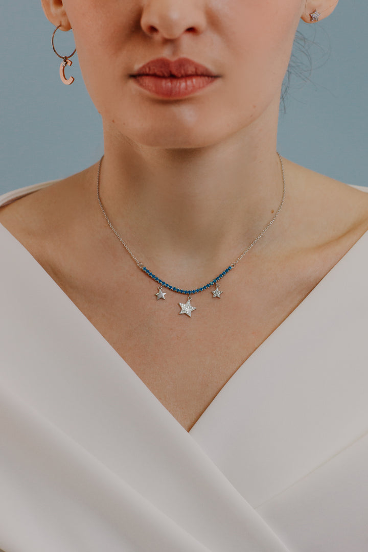 Comete Tennis Choker in Silver Star GLA257