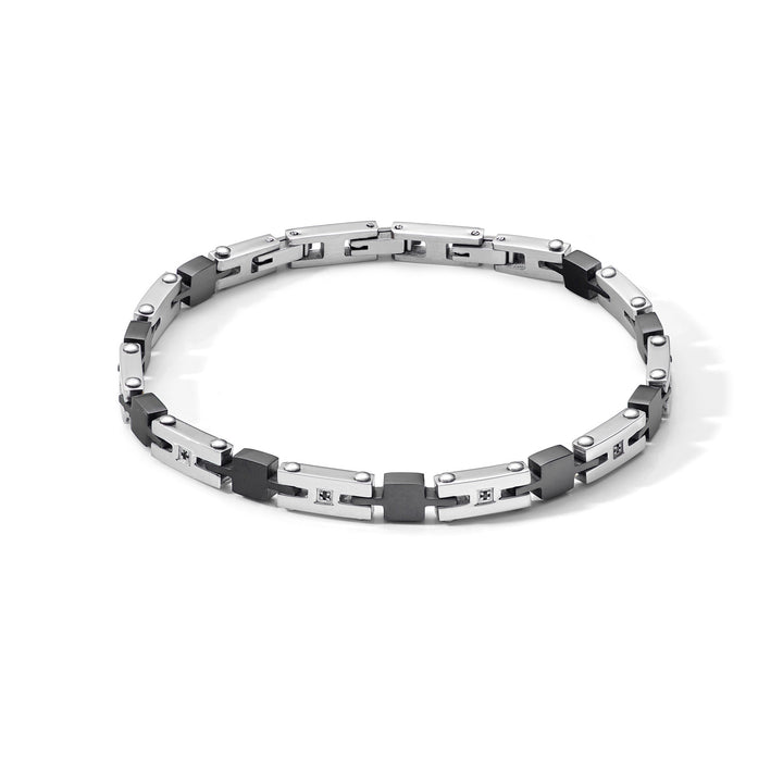 Comete Bracciale in Acciaio Pvd nero e Zirconi UBR1036