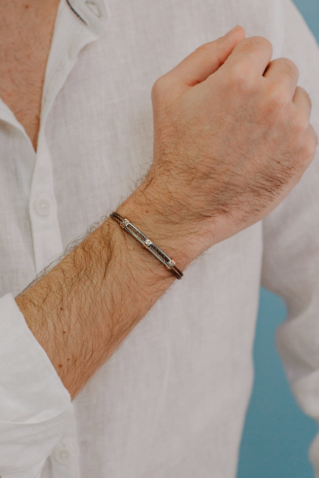 Bracelet câble Comete Acier et PVD marron UBR959
