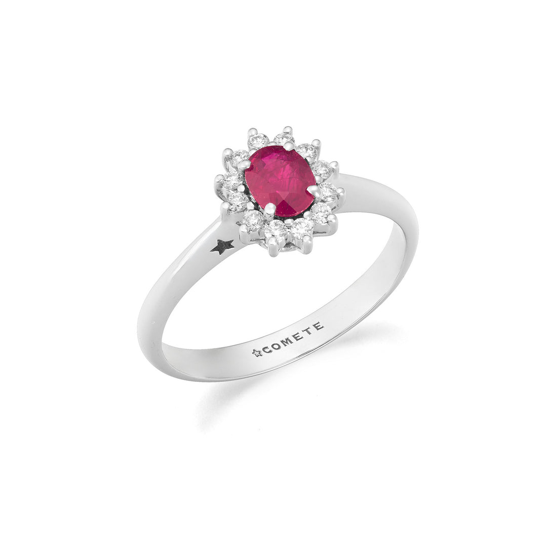 Comete White gold ring with diamonds and oval ruby ANB2747