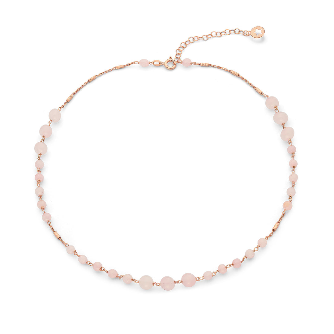 Comete Girocollo Argento 925‰ con Quarzo rosa e Giada colorata GLA279