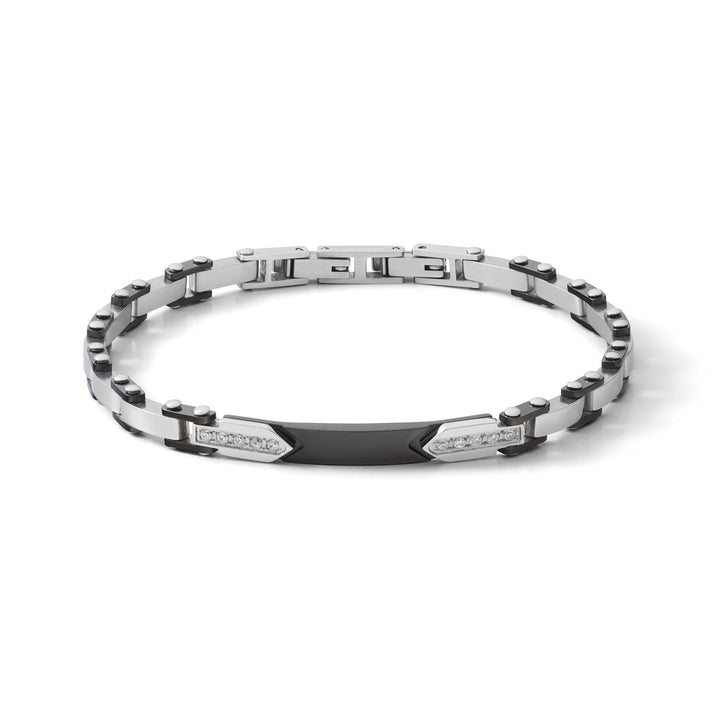 Bracelet Comete en acier PVD noir et zircons blancs UBR1061