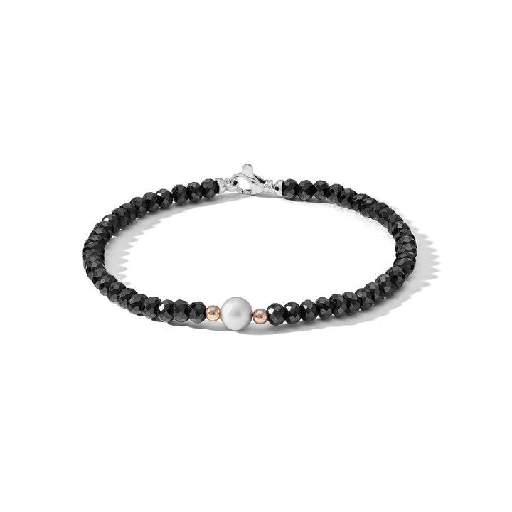 Comete Bracciale in Argento con spinelli neri e perla grigia UBR1176
