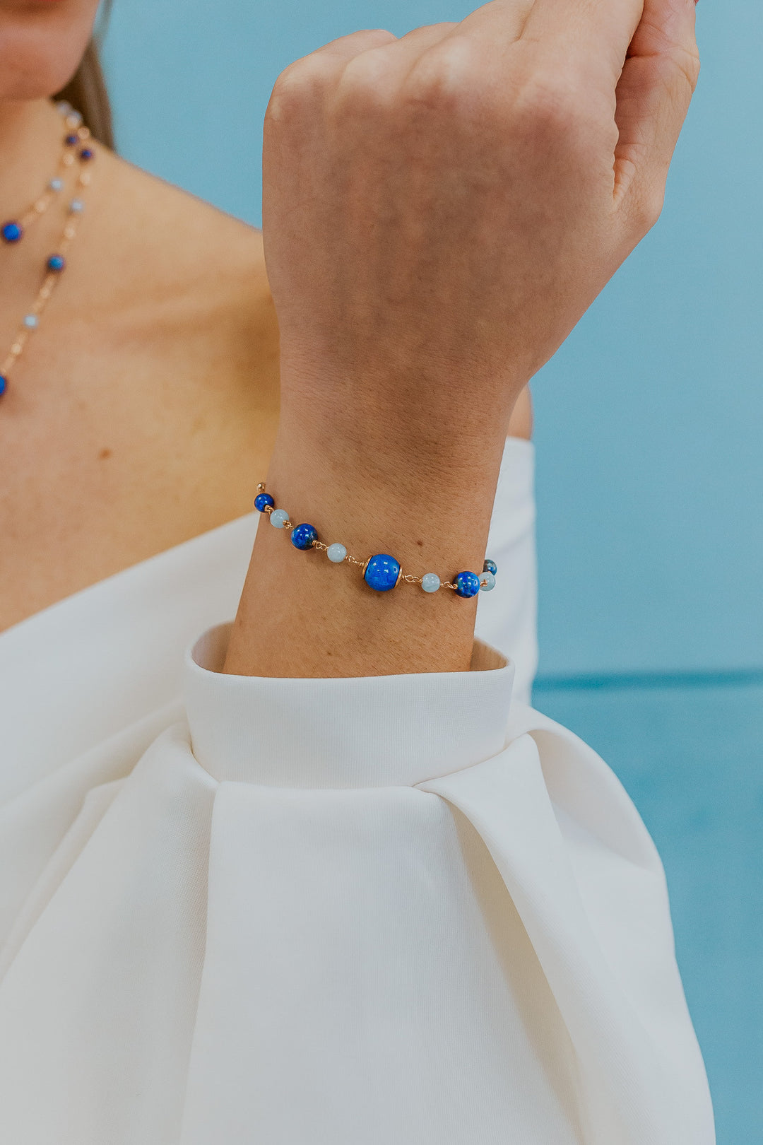 Comete Bracciale Argento 925‰ con Acquamarina, Lapis, Quarzo colorato BRA269