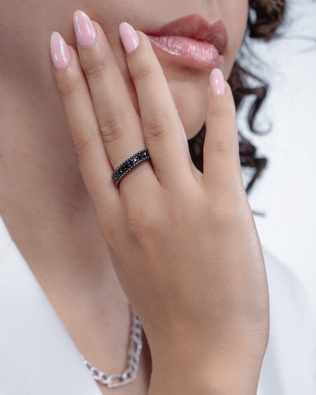 Comete Anello in Argento 925‰ rutenio con zirconi neri UAN133M13