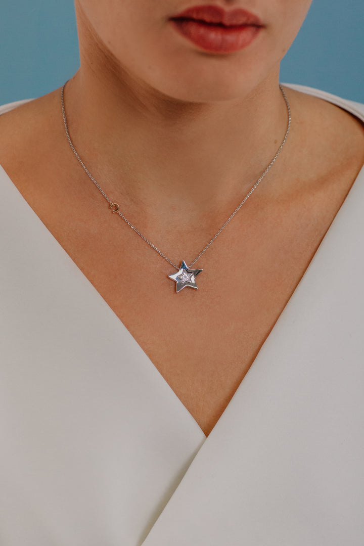 Collier Comete en or blanc et rose avec Diamants GLB1447