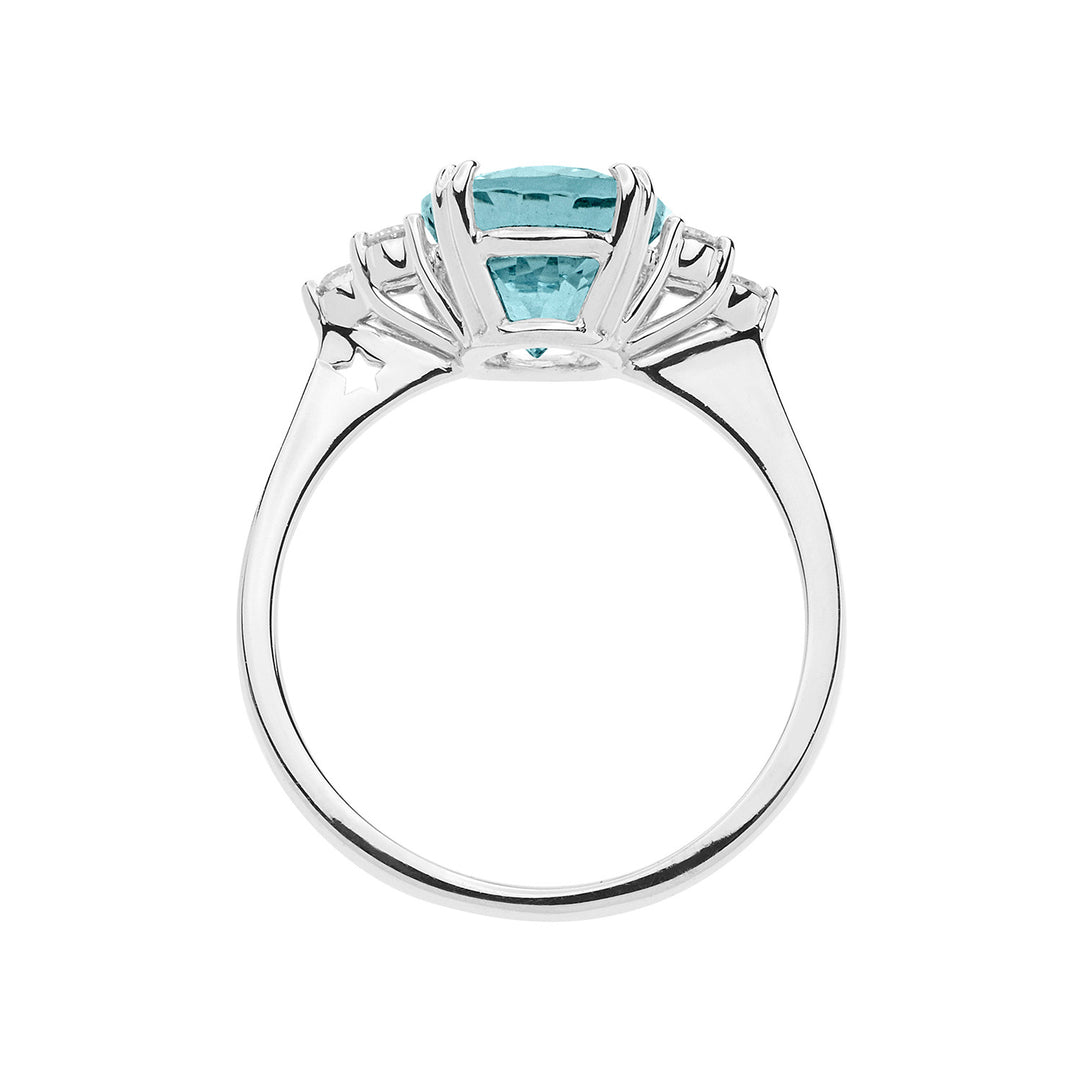Comete Anello in Oro Diamanti e Acquamarina ovale ANQ336