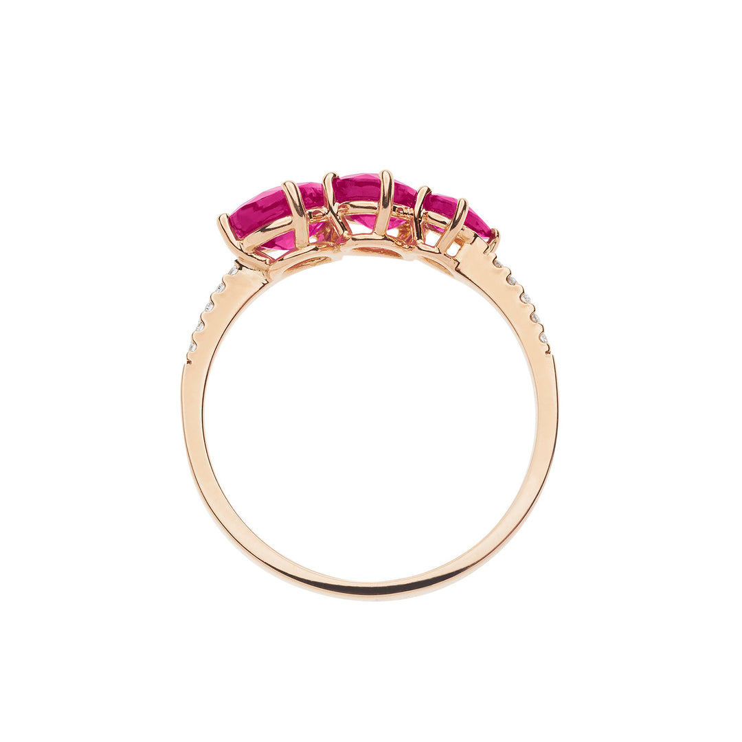 Bague Comete en or rose avec goutte diamants et rubis ANB2638