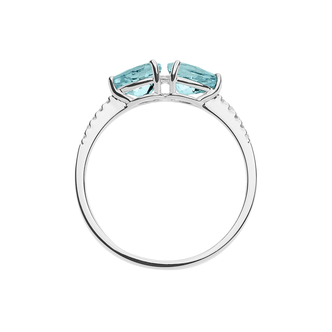 Comete-Goldring mit Diamanten und Aquamarin-Tropfen ANQ328