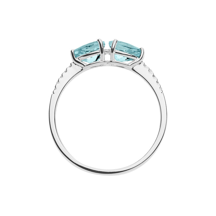 Comete-Goldring mit Diamanten und Aquamarin-Tropfen ANQ328