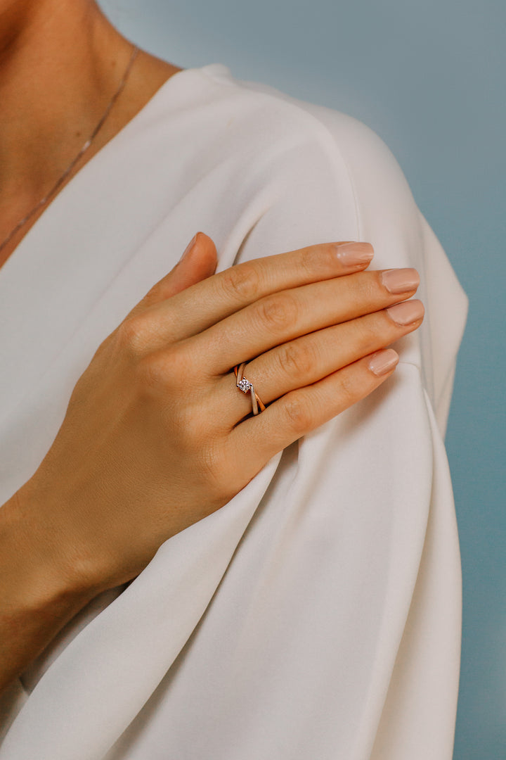 Solitaire Comete Bicolore en Or et Diamant ANB2371