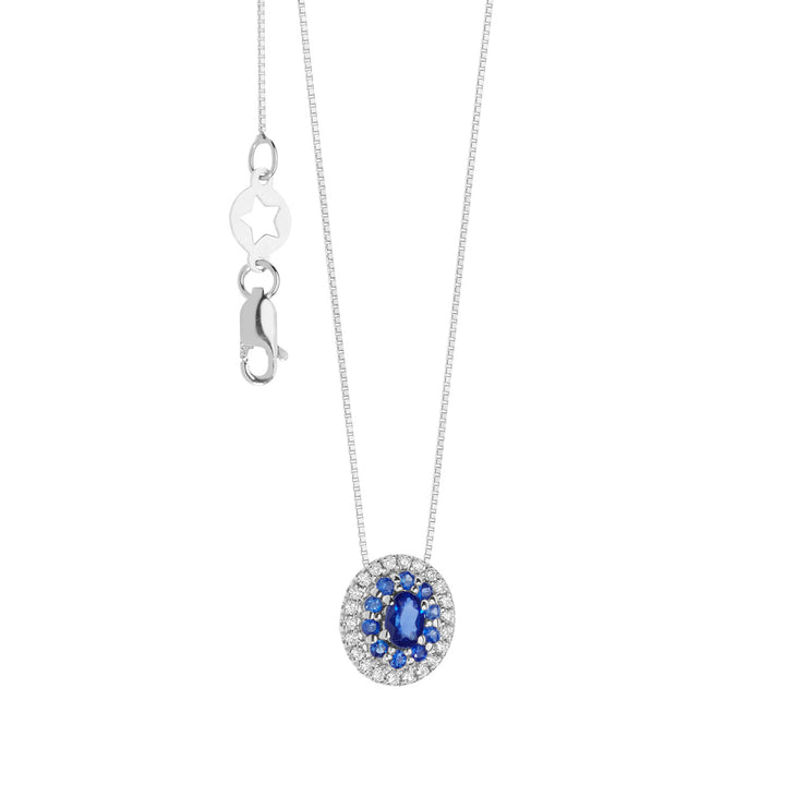 Collier Comete en Or, Diamants et Saphirs Bleus GLB1573