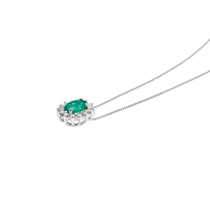 Comete Collana in Oro Diamanti e Smeraldo ovale GLB1569S3