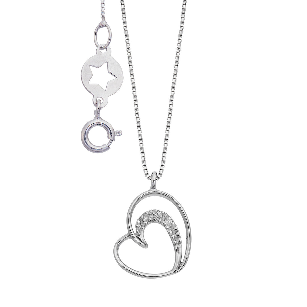 Collier Comete en or blanc 750‰ et diamants double coeur GLB1648