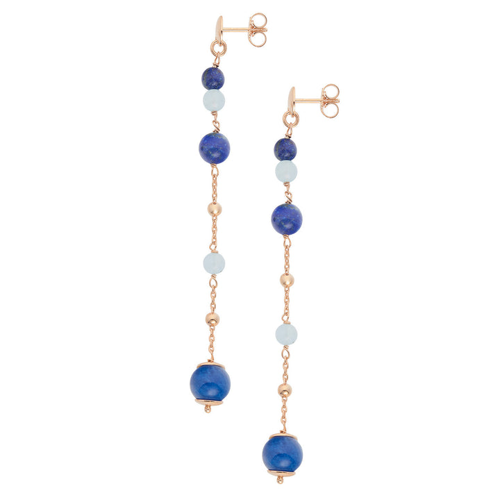 Comete-Ohrringe aus 925‰ Silber mit Aquamarin, Lapis, farbigem Quarz ORA218