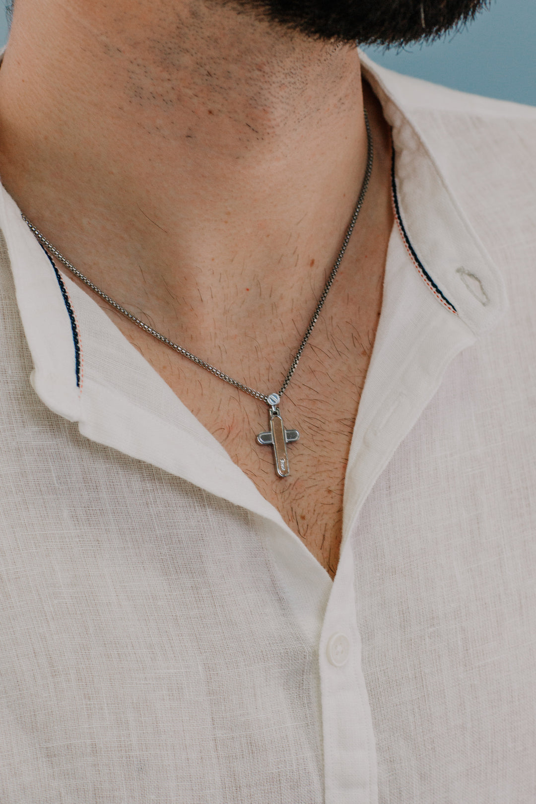 Collier Croix Comète en Acier et Diamants UGL701