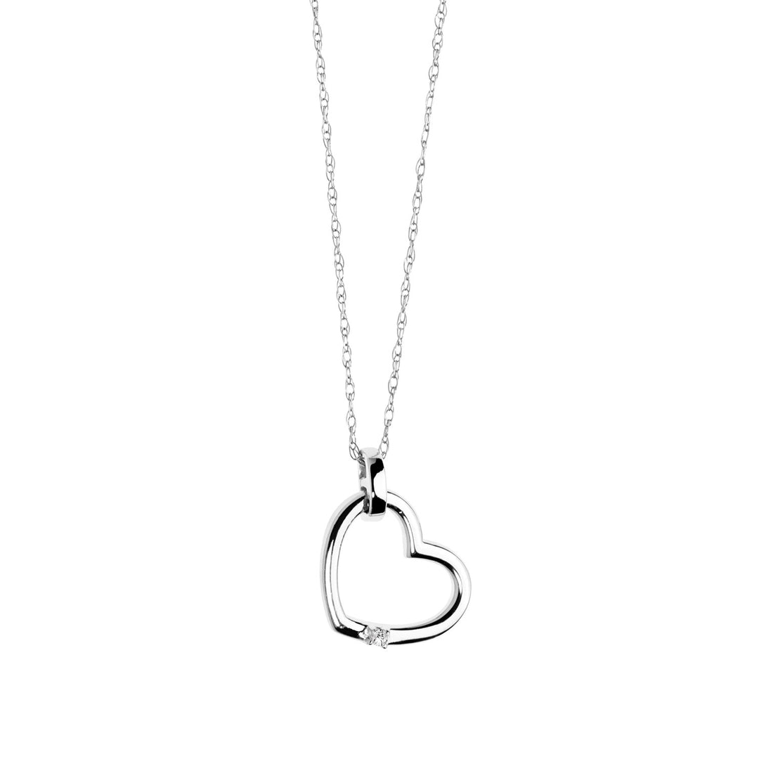 Collier Comete en or blanc avec Coeur et Diamant GLB995