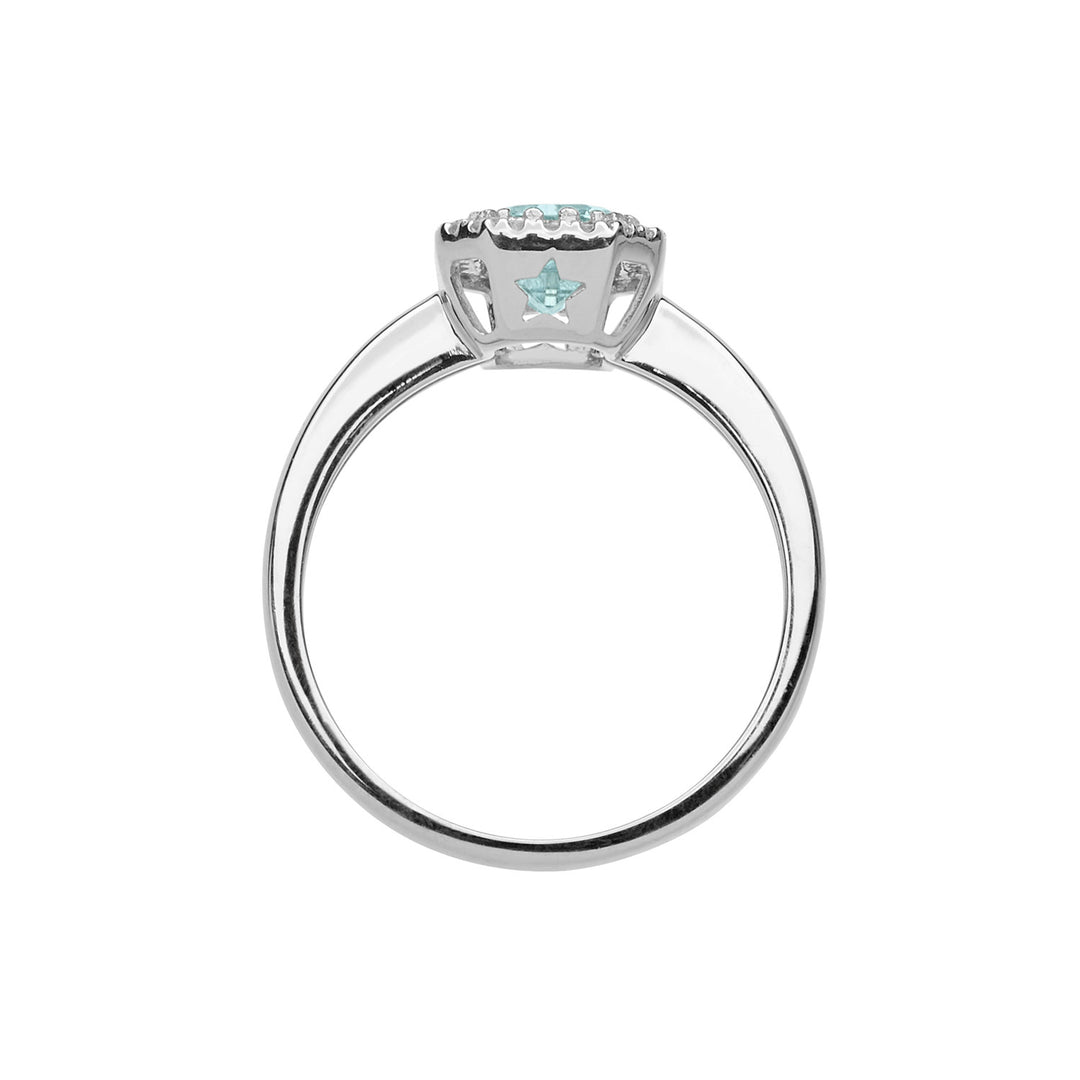 Anillo Comete de Oro con Diamantes y Aguamarina Octogonal ANQ311
