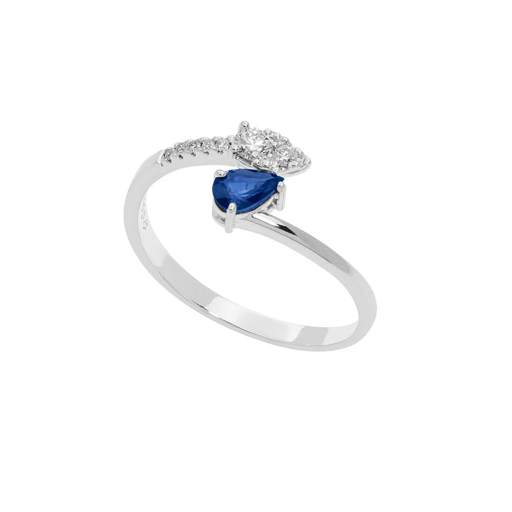 Comete Gold Ring with Diamonds and Sapphire Drop ANB2631