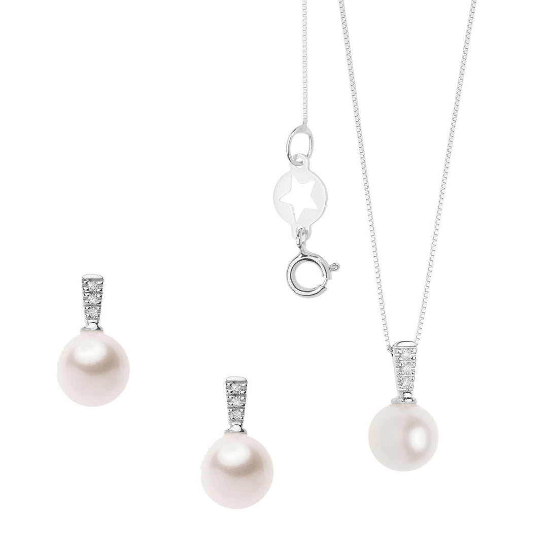 Comete Collana e Orecchini con Perla e Diamanti bianchi KIT622758