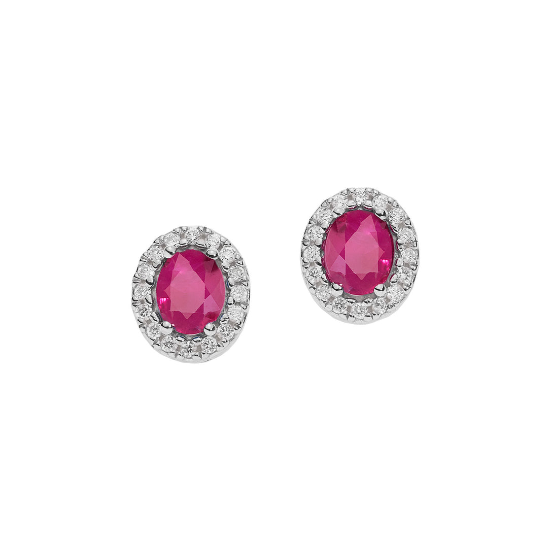 Pendientes Comete Oval Oro, Diamantes y Rubíes ORB1117