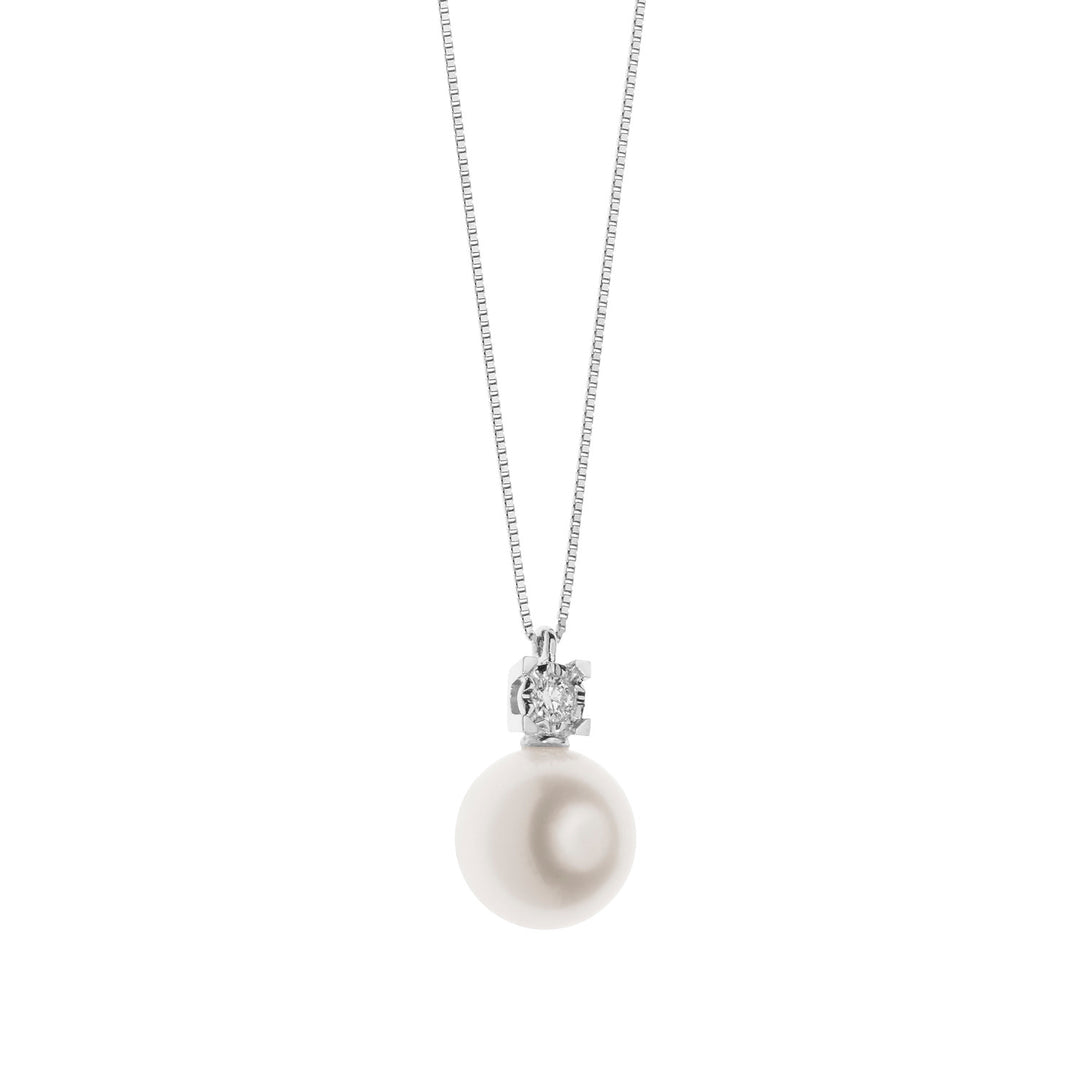 Comete Girocollo Punto luce Perla in Oro e Diamante GLP593