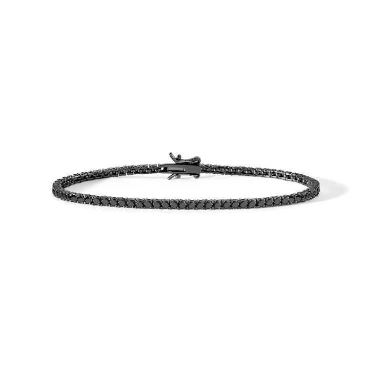 Comete Tennis en argent bruni 925‰ et zircons noirs UBR899