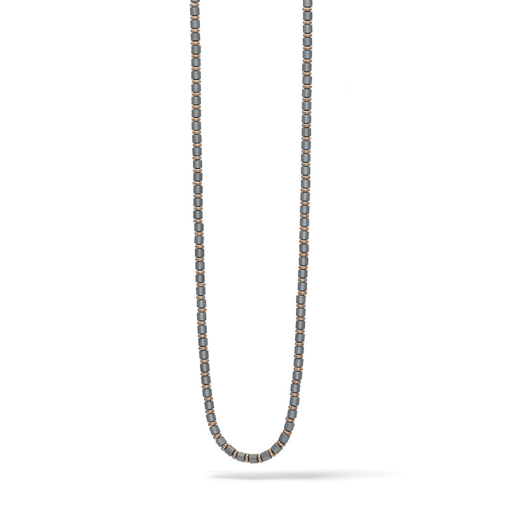 Collier Comete en Acier, PVD rose et gris avec Hématite UGL731