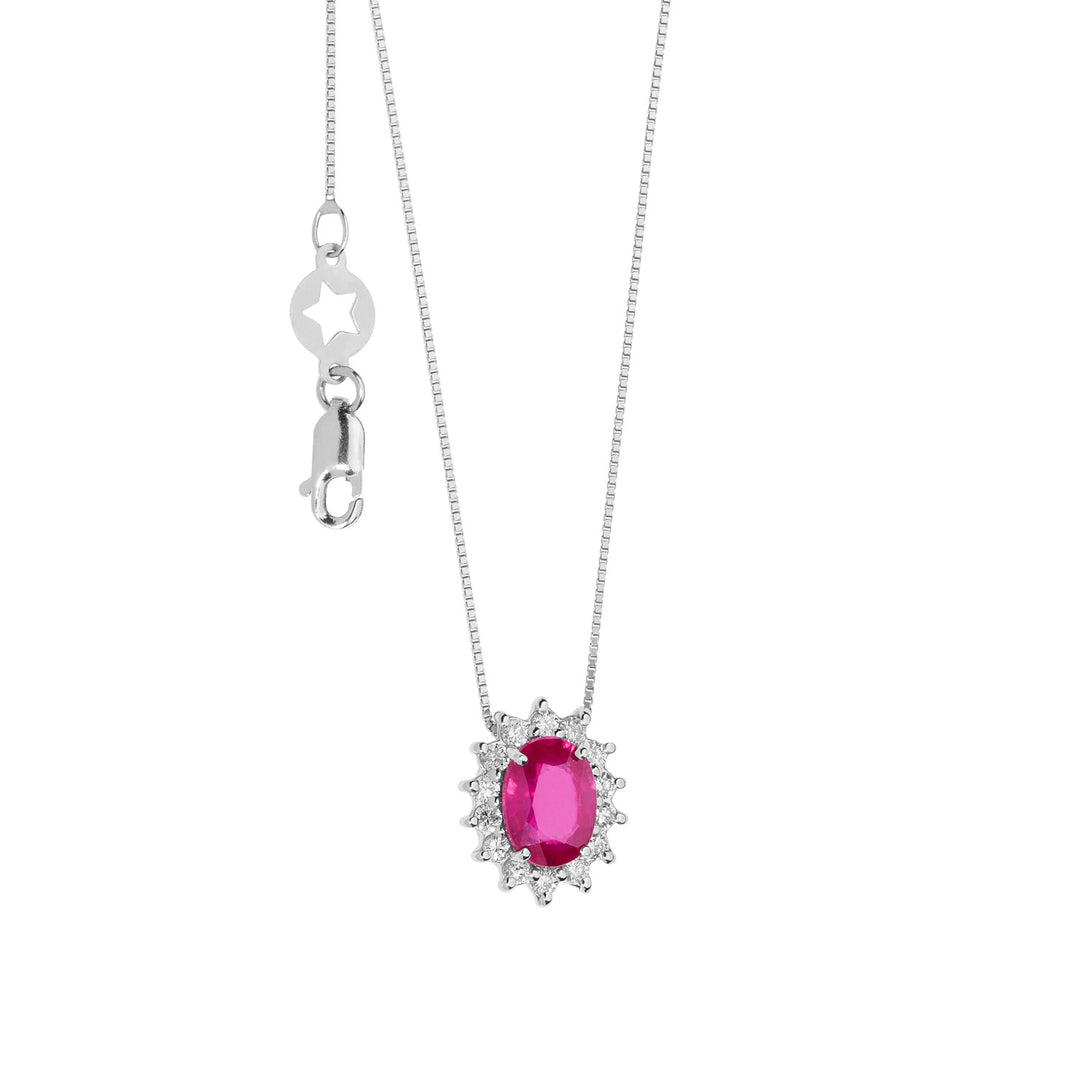 Comete Necklaces in Gold, Diamonds and Oval Ruby GLB1565