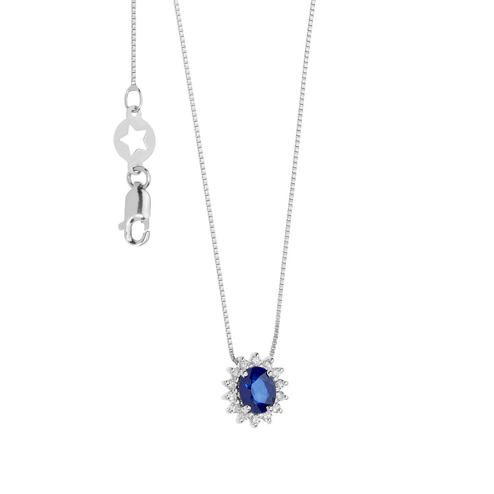 Comete Girocollo in Oro Diamanti e Zaffiro blu ovale GLB1567
