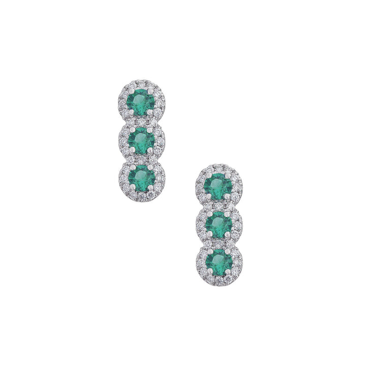 Comete Trilogy Earrings with Emerald in Gold and White Diamonds ORB1139