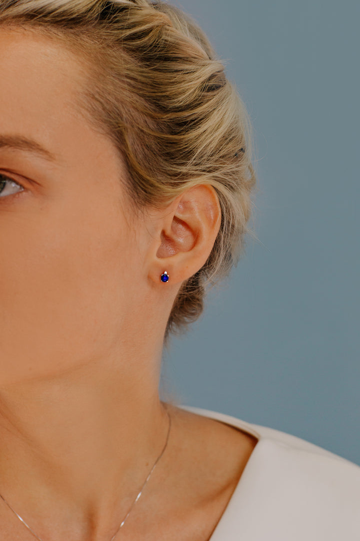 Comete Gold Earrings with Round Blue Diamonds and Sapphires ORB880