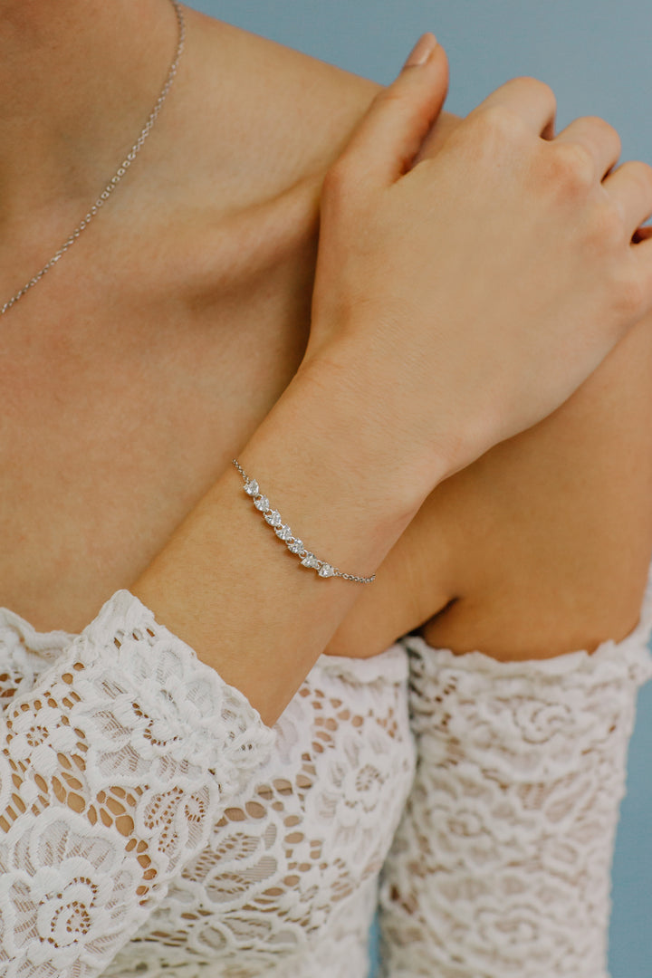 Bracelet Comète Coeurs en Argent Dégradé BRA233