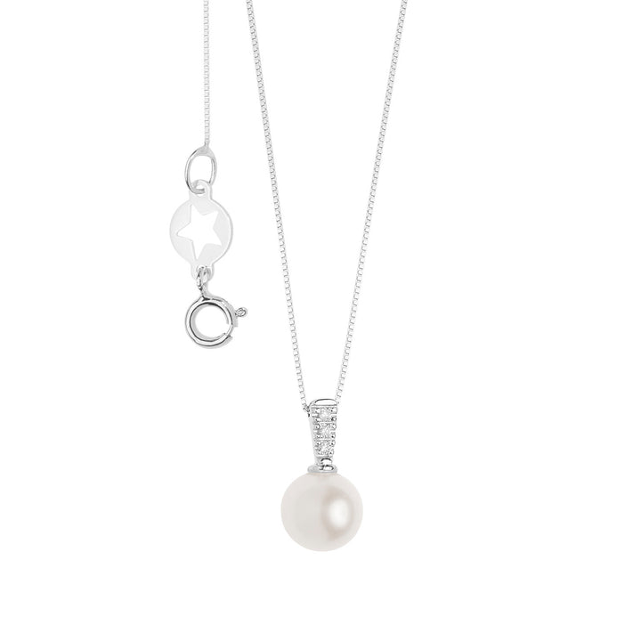 Collar Comete con Perla y Diamantes Blancos GLP622
