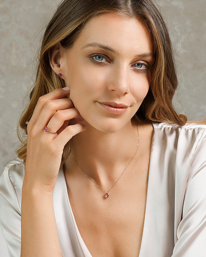 Comete-Ring aus Roségold mit ovalem rosa Topas ANB2678