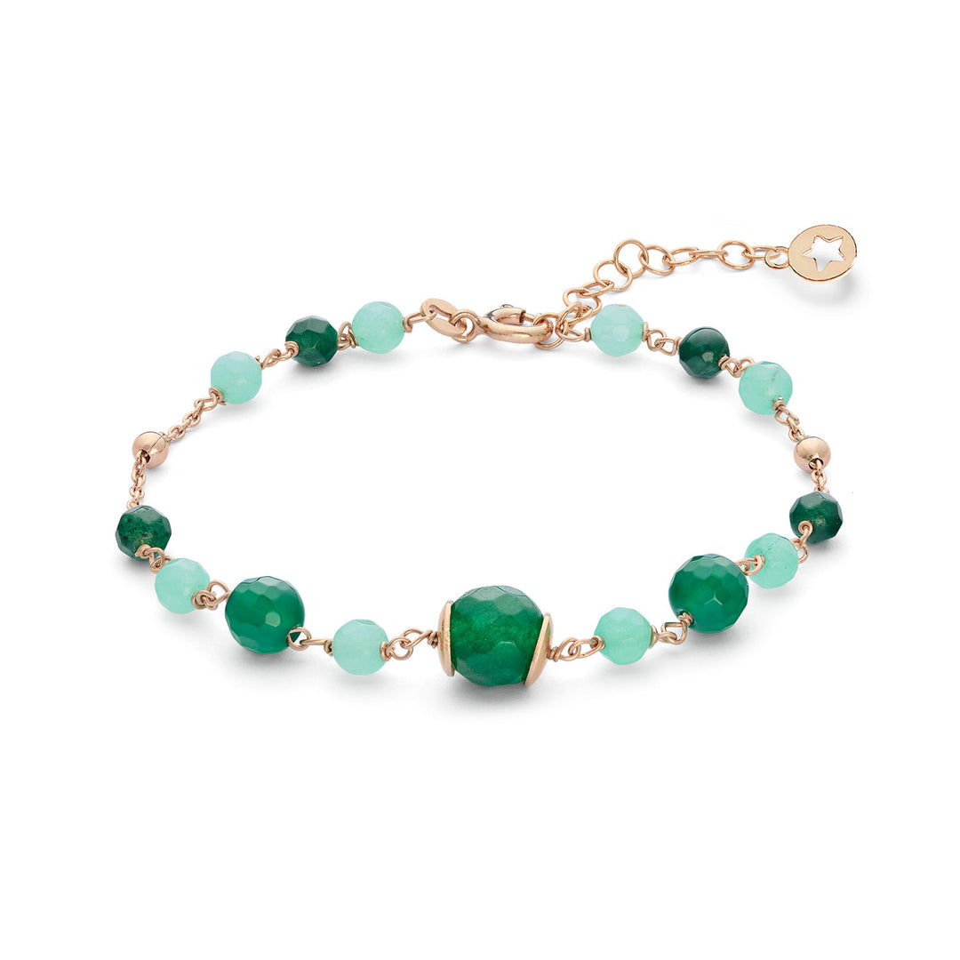 Comete Bracciale Argento 925‰ con Agata, Giada e Quarzo colorati BRA280