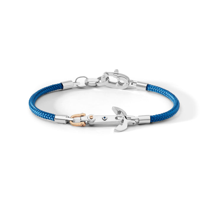 Bracelet Ancre Comète en Acier et cordon bleu UBR841