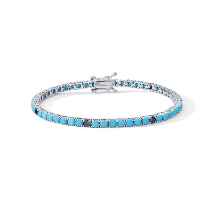 Pulsera Comete de Plata con Circonitas turquesas y negras UBR1251M18