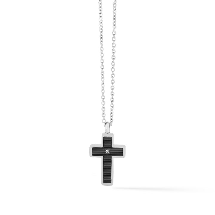 Comete Collana Croce in Acciaio e PVD nero della Collezione Texture UGL635