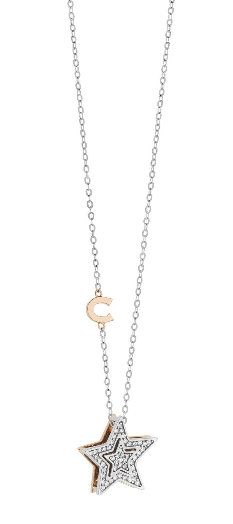Collier Comete en or blanc et rose avec diamants GLB1446
